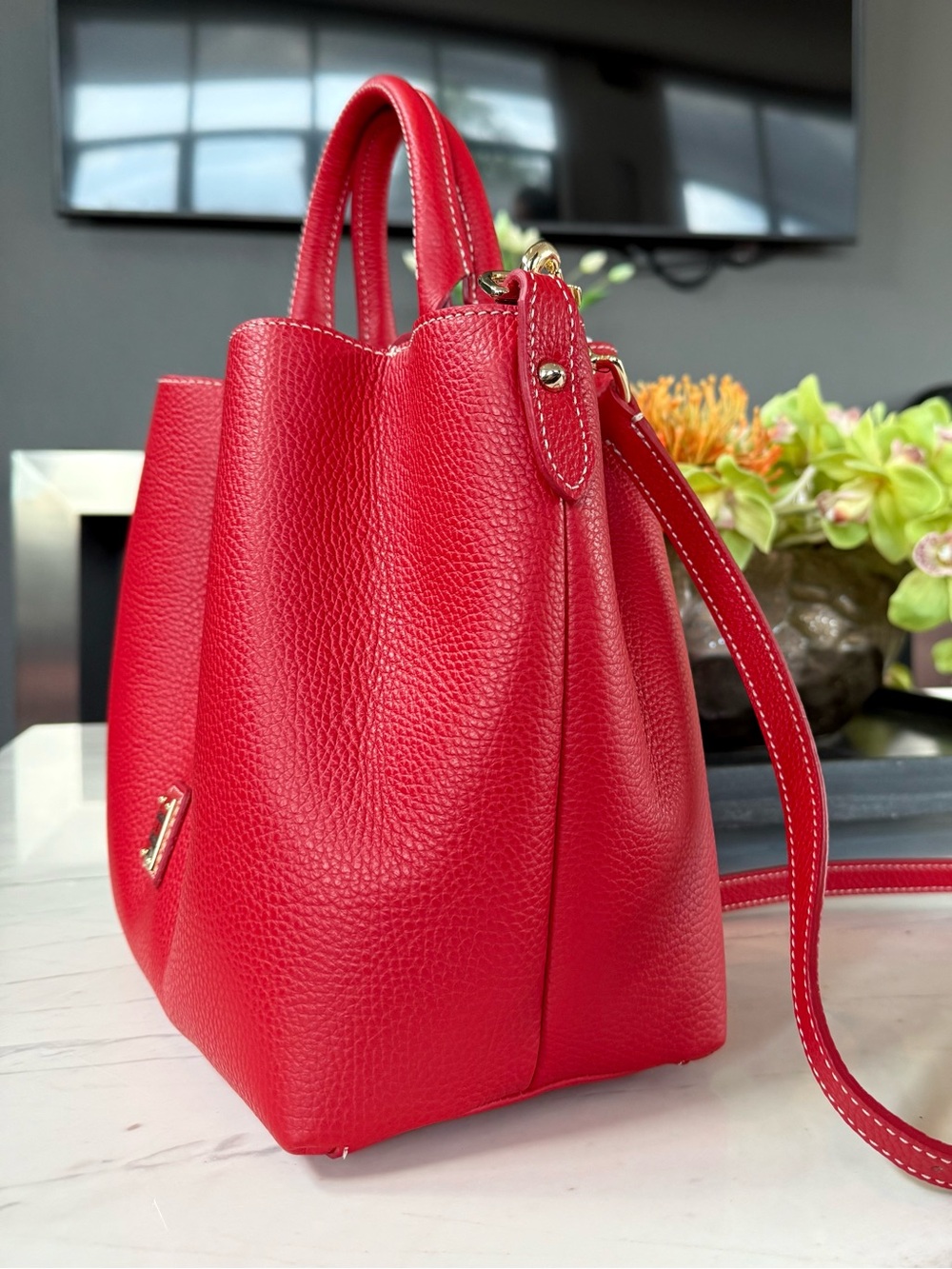 New Dooney & Bourke Lucca Leather Barlow Shoulder Bag Red - Picture 4 of 16